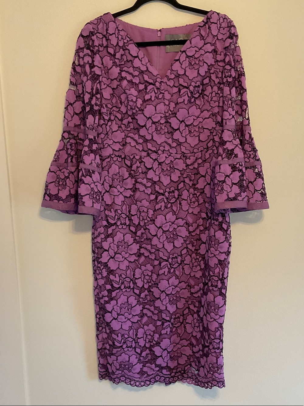 Lela Rose Purple Lace Midi Dress
